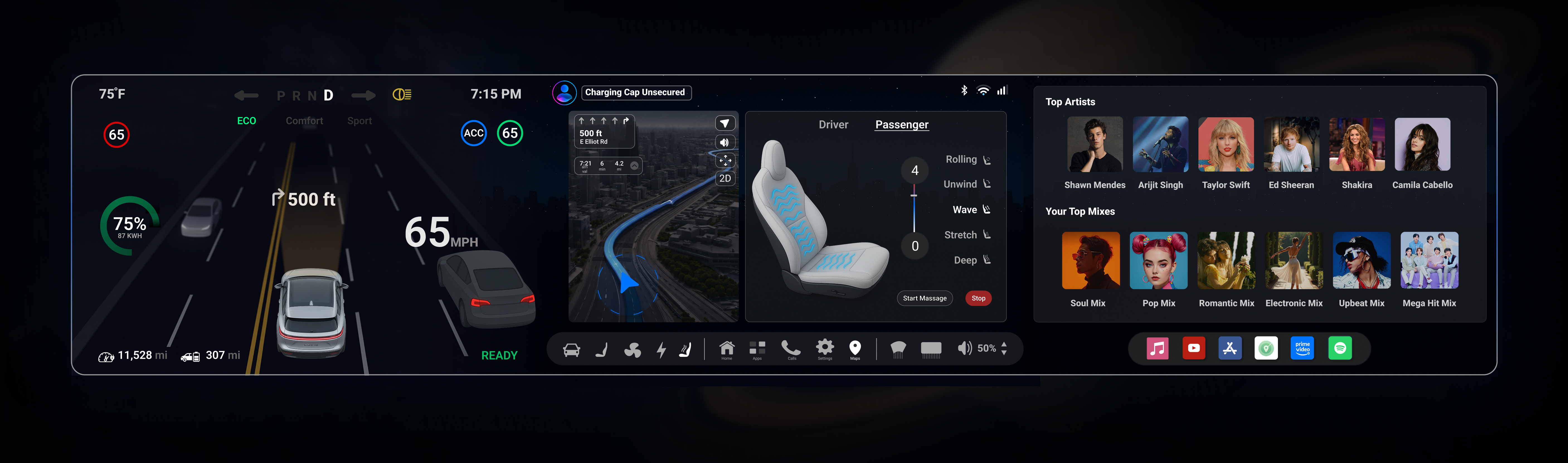 Seat massage controls